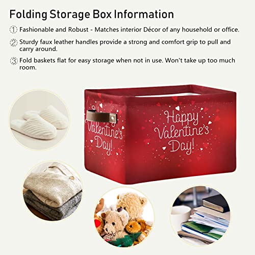 WELLDAY 1PCS Storage Basket Valentine's Day Poster Large Foldable Storage Bin Cube Collapsible Organizer