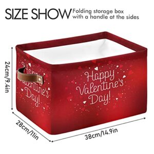 WELLDAY 1PCS Storage Basket Valentine's Day Poster Large Foldable Storage Bin Cube Collapsible Organizer