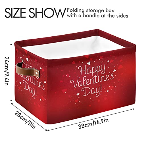 WELLDAY 1PCS Storage Basket Valentine's Day Poster Large Foldable Storage Bin Cube Collapsible Organizer