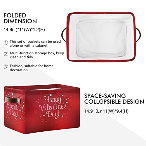 WELLDAY 1PCS Storage Basket Valentine's Day Poster Large Foldable Storage Bin Cube Collapsible Organizer