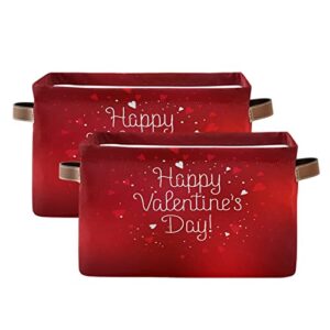 WELLDAY 1PCS Storage Basket Valentine's Day Poster Large Foldable Storage Bin Cube Collapsible Organizer