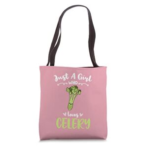 just a girl who loves celery tote bag