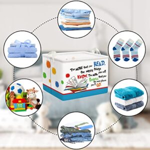 Clastyle Collapsible Cartoon Book Reading Storage Baskets Waterproof Rectangle Toys Storage Bins for LivingRoom, 15.7 * 11.8 * 11.8 in