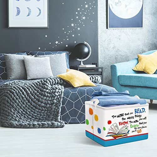 Clastyle Collapsible Cartoon Book Reading Storage Baskets Waterproof Rectangle Toys Storage Bins for LivingRoom, 15.7 * 11.8 * 11.8 in