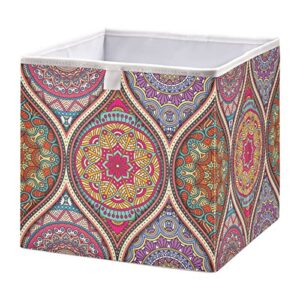 kigai bohemian mandala cube storage bins – 11x11x11 in large foldable storage basket fabric storage baskes organizer for toys, books, shelves, closet, home decor