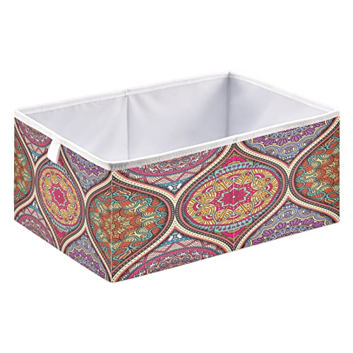 Kigai Bohemian Mandala Cube Storage Bins - 11x11x11 In Large Foldable Storage Basket Fabric Storage Baskes Organizer for Toys, Books, Shelves, Closet, Home Decor