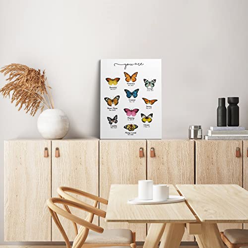 XWELLDAN You Are Amazing Loved Enough Butterfly Wall Art Canvas Prints, Butterfly Lover Gifts for Women, Inspirational Quotes Wall Art Decor for Home Bedroom Girls Room, 11 x 14 Inch, Framed