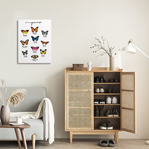 XWELLDAN You Are Amazing Loved Enough Butterfly Wall Art Canvas Prints, Butterfly Lover Gifts for Women, Inspirational Quotes Wall Art Decor for Home Bedroom Girls Room, 11 x 14 Inch, Framed