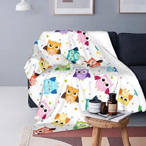 colorful owl throw blanket soft bed blankets lightweight cozy plush flannel fleece blanket for sofa couch bedroom 50″x40″