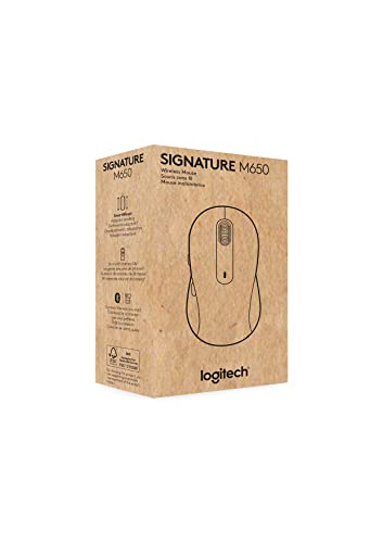 Logitech Signature M650 Wireless Mouse - For Small to Medium Sized Hands, 2-Year Battery, Silent Clicks, Customizable Side Buttons, Bluetooth, for PC/Mac/Multi-Device/Chromebook - Black