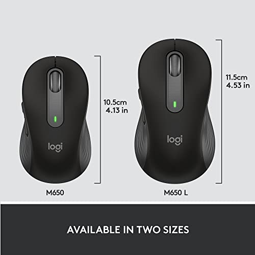 Logitech Signature M650 Wireless Mouse - For Small to Medium Sized Hands, 2-Year Battery, Silent Clicks, Customizable Side Buttons, Bluetooth, for PC/Mac/Multi-Device/Chromebook - Black