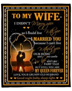 personalized couple fleece sherpa blanket to my wife from husband still you are my queen forever couple kissing on sunset premium throw blanket customized wife gifts for valentine anniversary