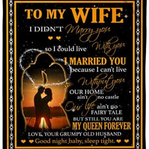 Personalized Couple Fleece Sherpa Blanket to My Wife from Husband Still You are My Queen Forever Couple Kissing On Sunset Premium Throw Blanket Customized Wife Gifts for Valentine Anniversary