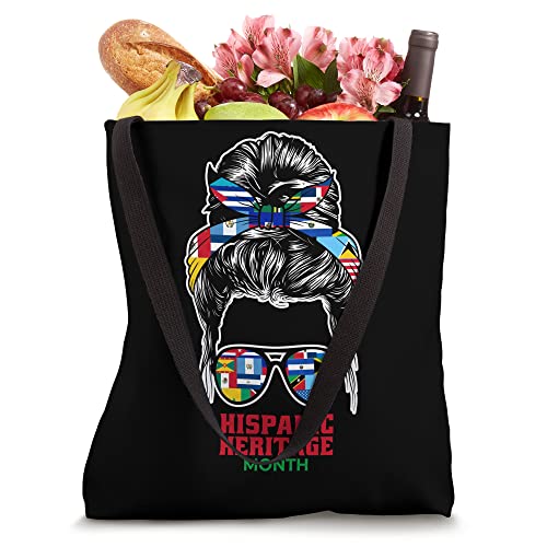 Mom Messy Bun Hispanic Heritage Month Cool Latino Pride Flag Tote Bag