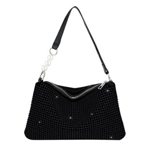 evevictor bling clutch purse, crossbody handbag, rhinestone money handbag for women, black