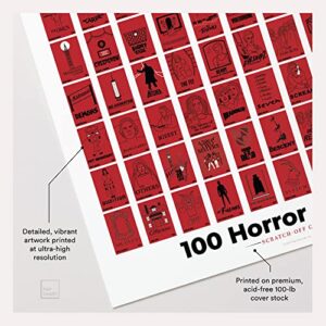 Pop Chart | 100 Horror Movies Scratch-Off Poster | 12" x 16" Wall Art | Horror Movie Decor for the Scary Movie Fan | 100% Made in the USA