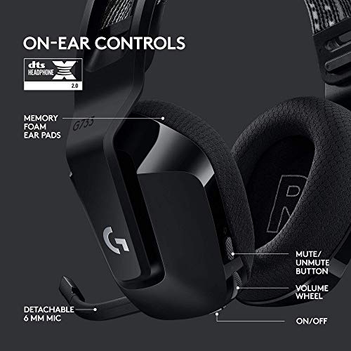 Logitech G733 Lightspeed Wireless Gaming Headset with Suspension Headband, LIGHTSYNC RGB, Blue VO!CE mic Technology and PRO-G Audio Drivers - Black (Renewed)