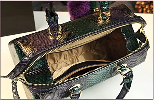 Shirt Luv Genuine Leather Women's Snake Pattern Handbags Chain Shoulder Crossbody Purses Box Top Handle Satchel Bags (Purple)