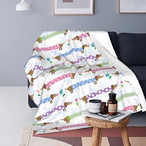 cute dachshund dog throw blanket soft bed blankets lightweight cozy plush flannel fleece blanket for sofa couch bedroom 60″x50″
