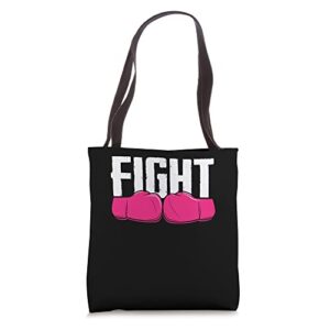 fight breast cancer awareness cool boxing gloves warrior tote bag