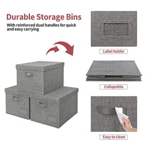 GRANNY SAYS Bundle of 3-Pack Fabric Storage Bins with Lid & 3-Pack Rectangle Lidless Storage Bins