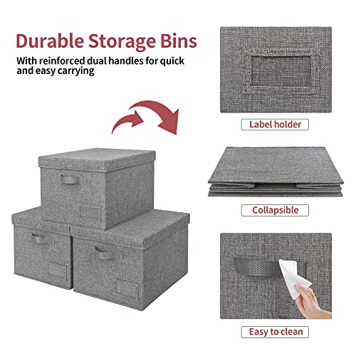 GRANNY SAYS Bundle of 3-Pack Fabric Storage Bins with Lid & 3-Pack Rectangle Lidless Storage Bins