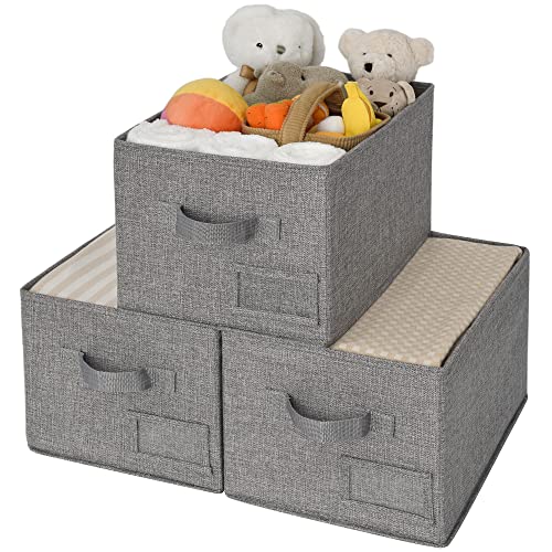 GRANNY SAYS Bundle of 3-Pack Fabric Storage Bins with Lid & 3-Pack Rectangle Lidless Storage Bins