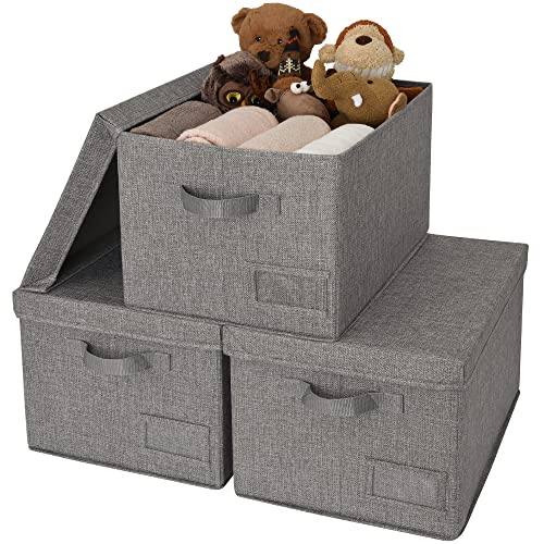 GRANNY SAYS Bundle of 3-Pack Fabric Storage Bins with Lid & 3-Pack Rectangle Lidless Storage Bins