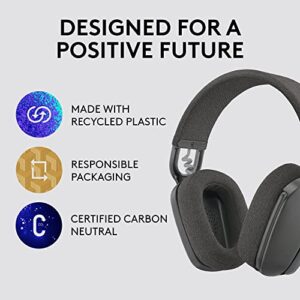 Logitech Zone Vibe 125 Wireless Headphones with Noise-Canceling Microphone, Bluetooth, USB-A Receiver; Works with Zoom, Google Voice/Meet, Mac/PC - Graphite