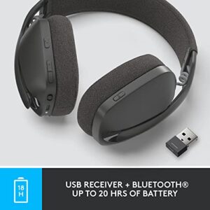 Logitech Zone Vibe 125 Wireless Headphones with Noise-Canceling Microphone, Bluetooth, USB-A Receiver; Works with Zoom, Google Voice/Meet, Mac/PC - Graphite