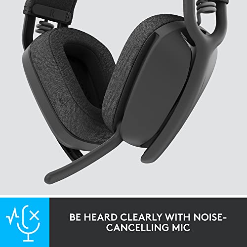 Logitech Zone Vibe 125 Wireless Headphones with Noise-Canceling Microphone, Bluetooth, USB-A Receiver; Works with Zoom, Google Voice/Meet, Mac/PC - Graphite