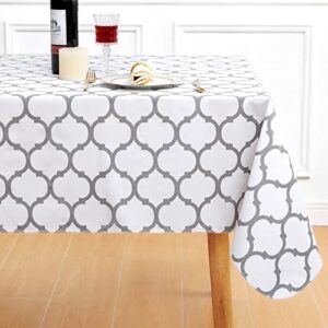 smiry Rectangle Table Cloth, Waterproof Vinyl Tablecloth with Flannel Backing for Rectangle Tables, Wipeable Spillproof Plastic Tablecloths for Dining, Camping, Indoor and Outdoor (60" x 84", White)