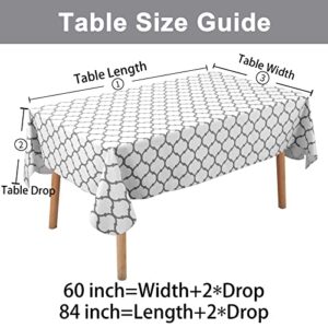smiry Rectangle Table Cloth, Waterproof Vinyl Tablecloth with Flannel Backing for Rectangle Tables, Wipeable Spillproof Plastic Tablecloths for Dining, Camping, Indoor and Outdoor (60" x 84", White)