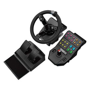 logitech g farm simulator heavy equipment bundle (2nd generation), steering wheel controller for farm simulation 22 (or older), pedals, vehicle side panel control deck for pc