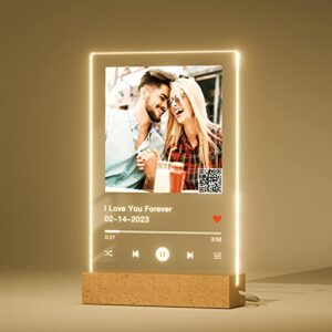 witfox custom song plaque birthday gifts for men/women – qr code spotify plaque customized music gift for him/her – personalized acrylic song with photo gifts for girlfriend/boyfriend