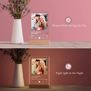 witfox Custom Song Plaque Birthday Gifts for Men/Women – QR Code Spotify Plaque Customized Music Gift for Him/Her – Personalized Acrylic Song with Photo Gifts for Girlfriend/Boyfriend