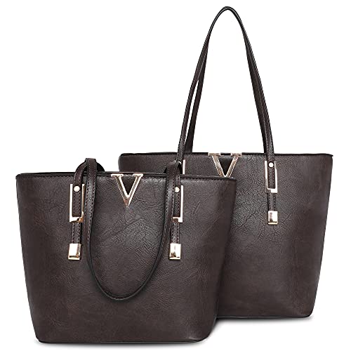 Montana West Tote Handbags for Women Vegan Leather Shoulder Bag Large and Medium 2PCS Purses Set B2B-MWC2-034CF