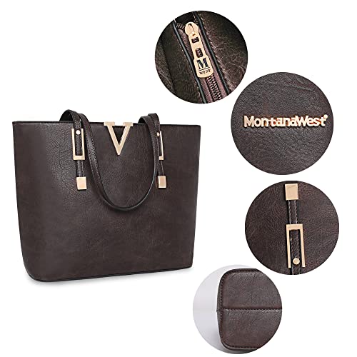 Montana West Tote Handbags for Women Vegan Leather Shoulder Bag Large and Medium 2PCS Purses Set B2B-MWC2-034CF