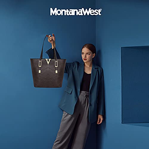 Montana West Tote Handbags for Women Vegan Leather Shoulder Bag Large and Medium 2PCS Purses Set B2B-MWC2-034CF