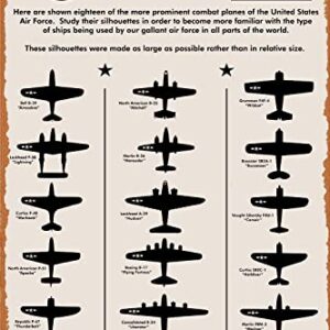 WWII Planes，How To Identify Warplanes Metal Tin Sign 12x8 Inch | Gift for Pilot, Men, Dad, Boyfriend, Him, WallArt,Aviation Art