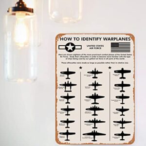 WWII Planes，How To Identify Warplanes Metal Tin Sign 12x8 Inch | Gift for Pilot, Men, Dad, Boyfriend, Him, WallArt,Aviation Art