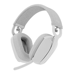 logitech zone vibe 100 lightweight wireless over ear headphones with noise canceling microphone, advanced multipoint bluetooth headset, works with teams, google meet, zoom, mac/pc – off white