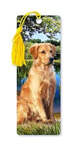 dimension 9 3d lenticular bookmark with tassel, golden retriever, pet breed series (lbm042)
