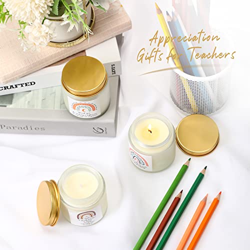 6 Jar Teacher Appreciation Gifts Bulk Teacher Candles with 3 Scents Thank You Gifts Best Teacher Scented Soy Wax Candles Teacher Valentine Gift for Women Teacher, 3.5 oz