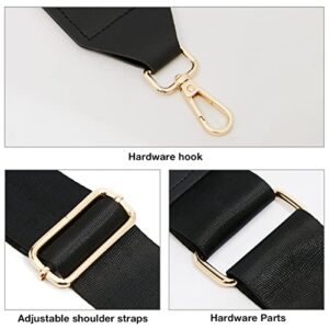 Wide Purse Strap Adjustable Strap Replacement Canvas Crossbody Handbag Shoulder Bag Strap Guitar Style for Women (02 Black)