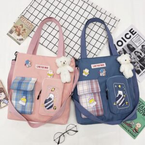 Kawaii Japanese School Bag Aesthetic Cute Ita Bags Crossbody Preppy Tote Bag Kawaii Backpack Purse Korean Stationary (Blue, One Size)