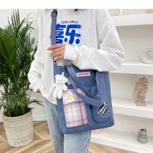 Kawaii Japanese School Bag Aesthetic Cute Ita Bags Crossbody Preppy Tote Bag Kawaii Backpack Purse Korean Stationary (Blue, One Size)