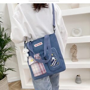 Kawaii Japanese School Bag Aesthetic Cute Ita Bags Crossbody Preppy Tote Bag Kawaii Backpack Purse Korean Stationary (Blue, One Size)