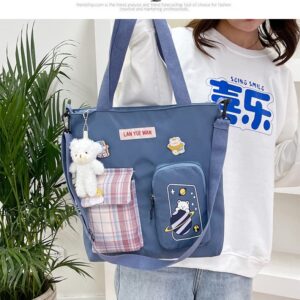 Kawaii Japanese School Bag Aesthetic Cute Ita Bags Crossbody Preppy Tote Bag Kawaii Backpack Purse Korean Stationary (Blue, One Size)