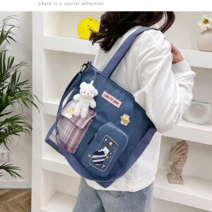 Kawaii Japanese School Bag Aesthetic Cute Ita Bags Crossbody Preppy Tote Bag Kawaii Backpack Purse Korean Stationary (Blue, One Size)